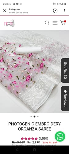 Customer photo review of Photogenic Embroidery Organza  Saree