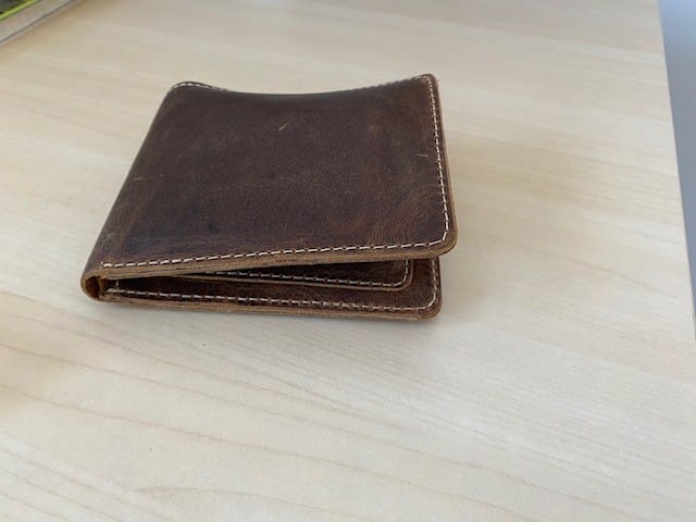 Customer photo review of Brown Full Grain Leather Minimalist Wallet