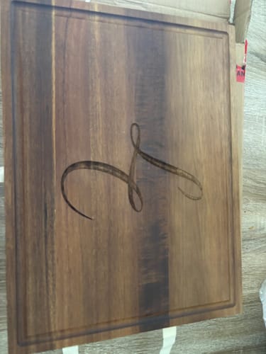 Customer photo review of Engraved Acacia Wood Magnetic Cheese Platter/ Cutting Board & Trays