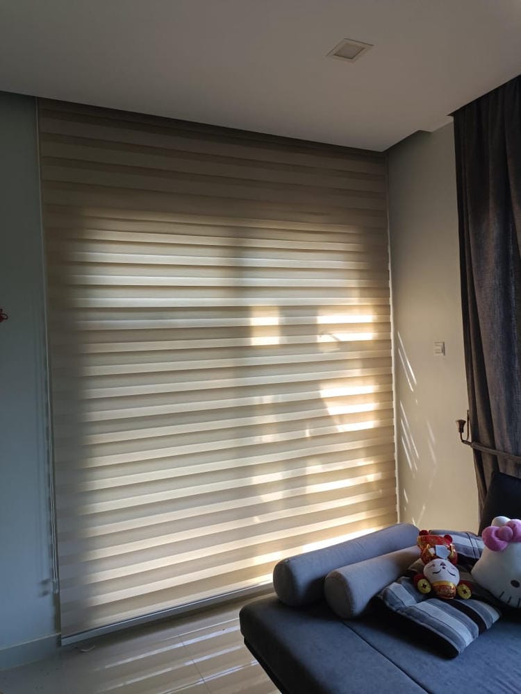 Customer photo review of Tisa Signature Light Filtering Zebra Blinds
