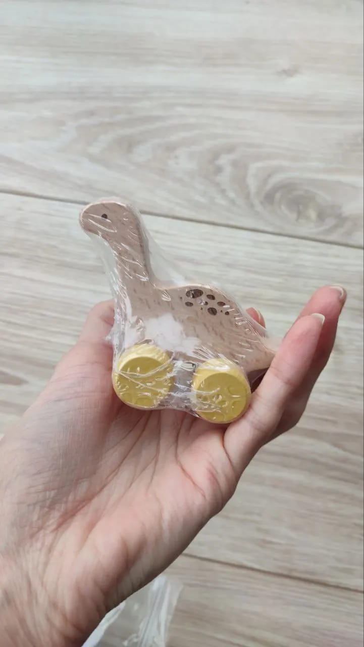 Customer photo review of Beech Wooden Dinosaur On Wheels