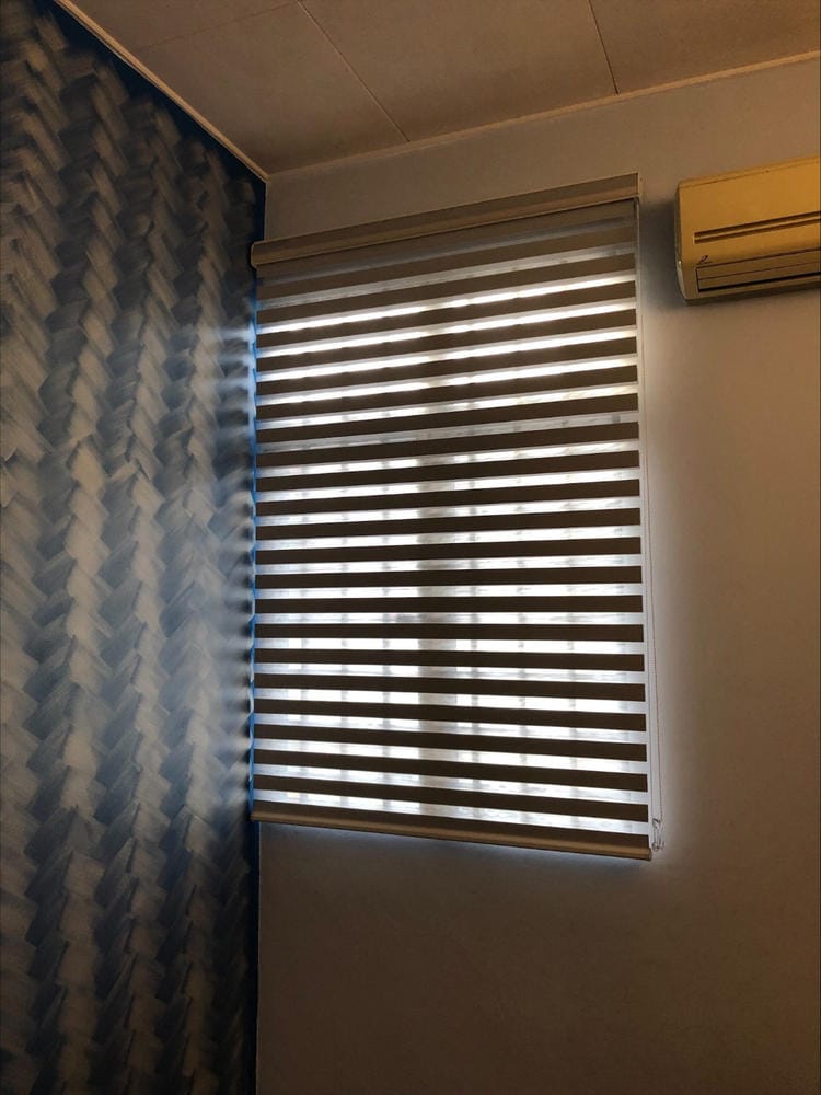 Customer photo review of Bijou Premium Blackout Zebra Blinds
