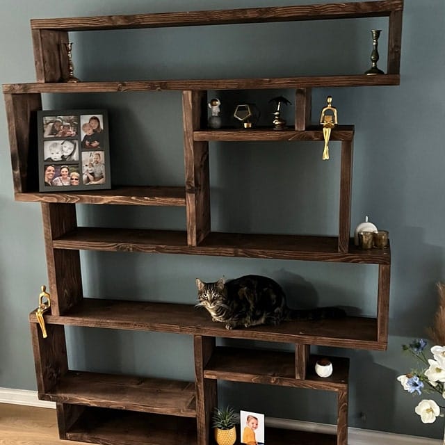 Customer photo review of Reclaimed Wood Bookcase - Rustic Shelving Unit | Scaffold Timber Furniture | Storage-  Boxes