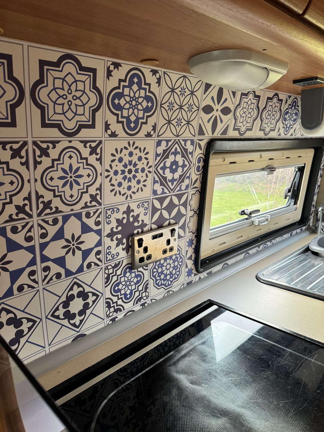 Customer photo review of Fresoms - Blue Spanish Tile Effect Vinyl Furniture Wrap