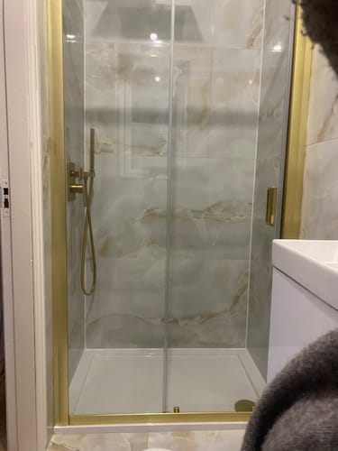 Customer photo review of Rene 1000mm Sliding Shower Door - Brushed Brass