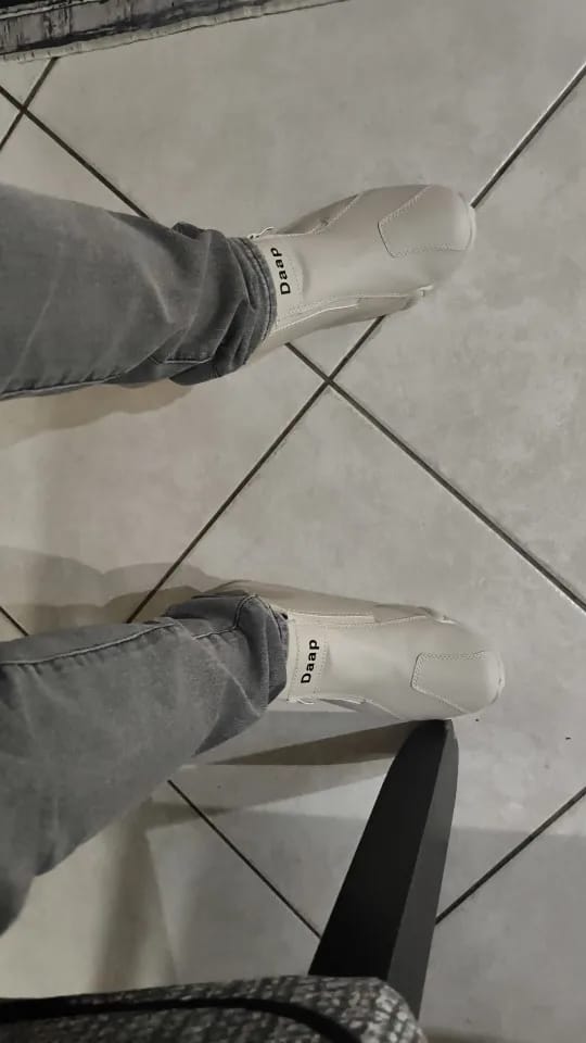 Customer photo review of PU High-Top Slip-On Shoes Round Toe — White | KIMLUD