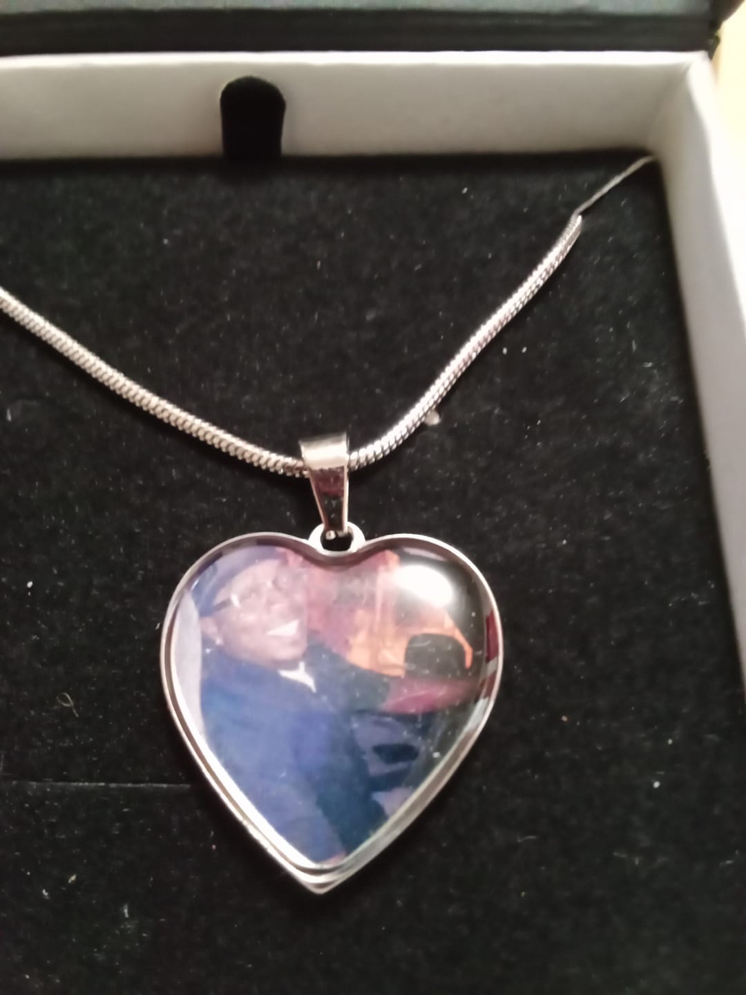 Customer photo review of Photo Engraved Necklace Memorial Gift