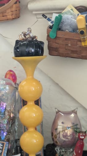 Customer photo review of LAST ONE - Glass Color Pop Mustard Candle Holder