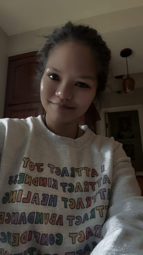 Customer photo review of I Attract... Affirmations (includes a sleeve print) - Sweatshirt