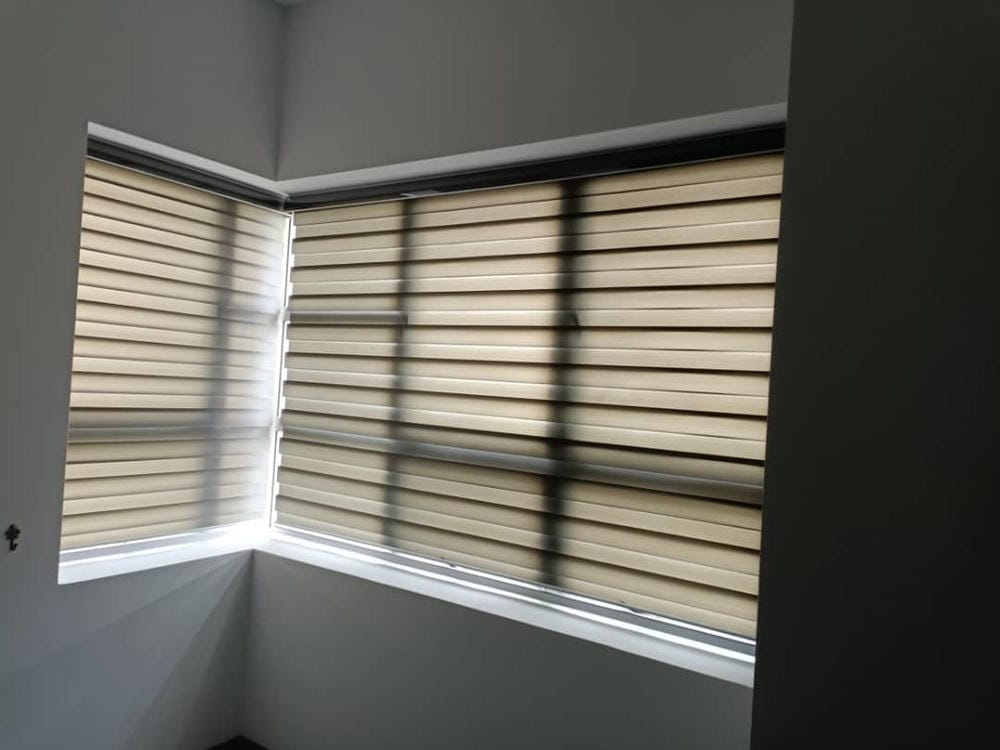 Customer photo review of Tisa Signature Light Filtering Zebra Blinds