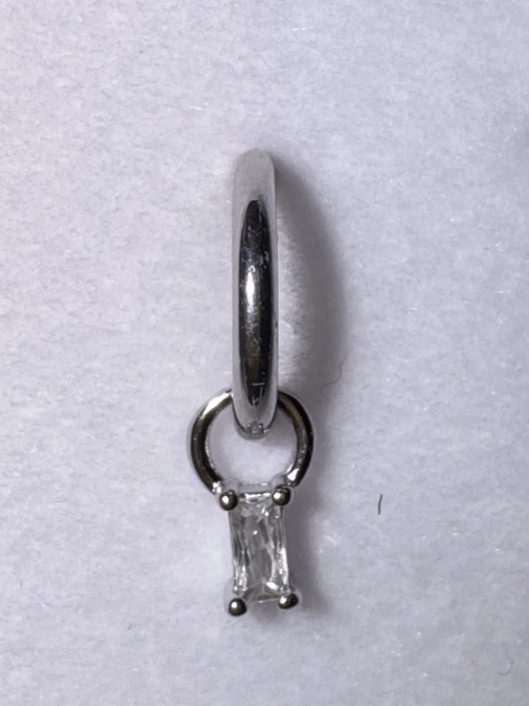 Customer photo review of Tiny Baguette Rook Hoop