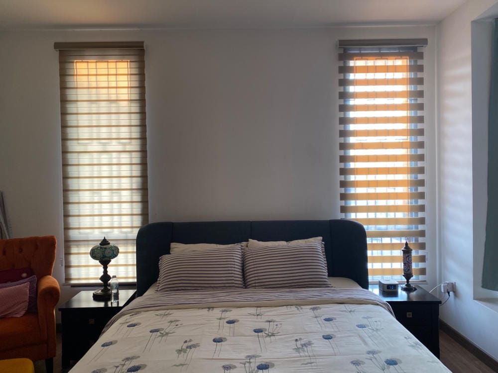 Customer photo review of Tisa Signature Light Filtering Zebra Blinds