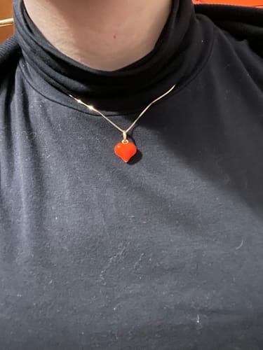 Customer photo review of Collana Cuore Bombato Smaltato Arancione Fluo