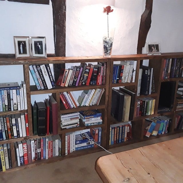 Customer photo review of Reclaimed Wood Bookcase Media Unit - Rustic Storage & Display for Your Home- -no d