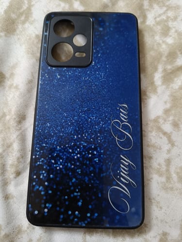 Customer photo review of Blue Glitter Customize Glass Case Cover For Redmi/Xiaomi