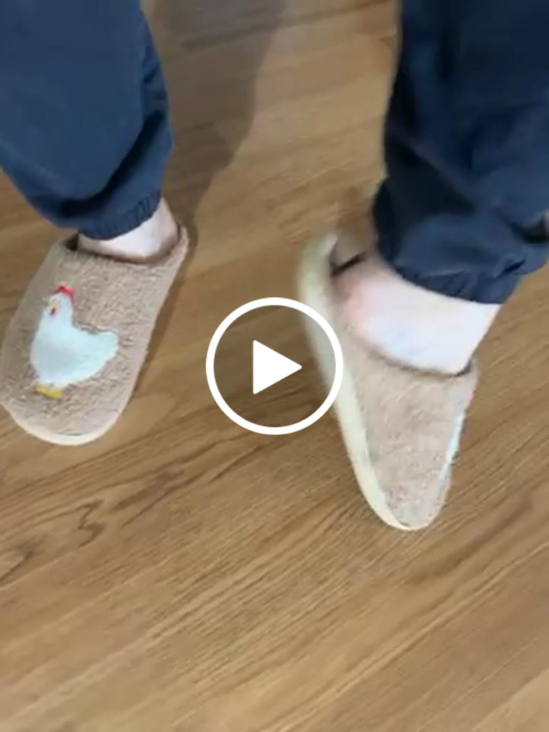 Customer video review of Brown Fuzzy Chicken Slippers - Adult