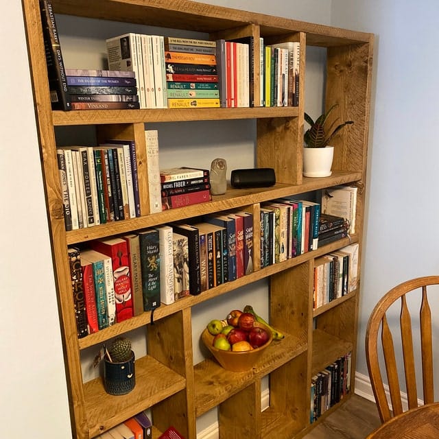 Customer photo review of Reclaimed Wood Bookcase | Rustic Scaffold Shelving Unit | Custom Handmade Timber Bookshelf | Industrial Style Storage Solution -og