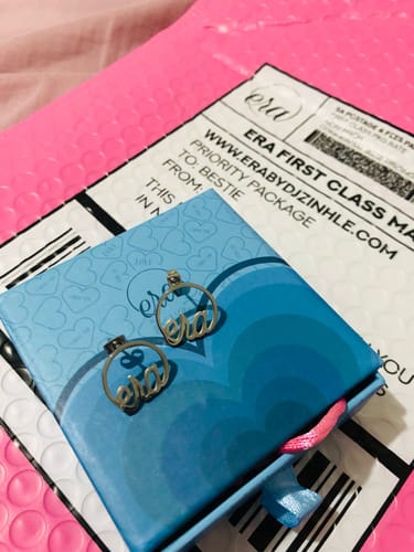 Customer photo review of Silver Era Logo Studs