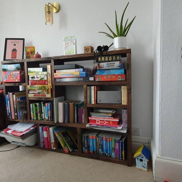 Customer photo review of Reclaimed Wood Bookcase Media Unit - Rustic Storage & Display for Your Home- -no d