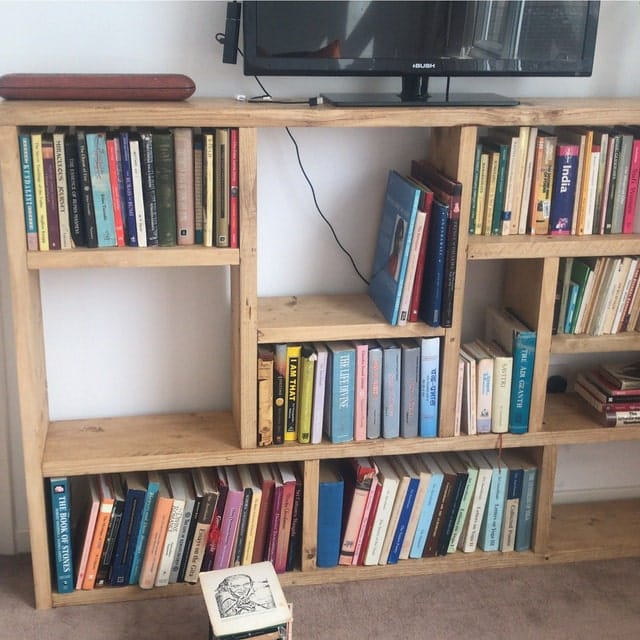 Customer photo review of Reclaimed Wood Bookcase Media Unit - Rustic Storage & Display for Your Home- -no d