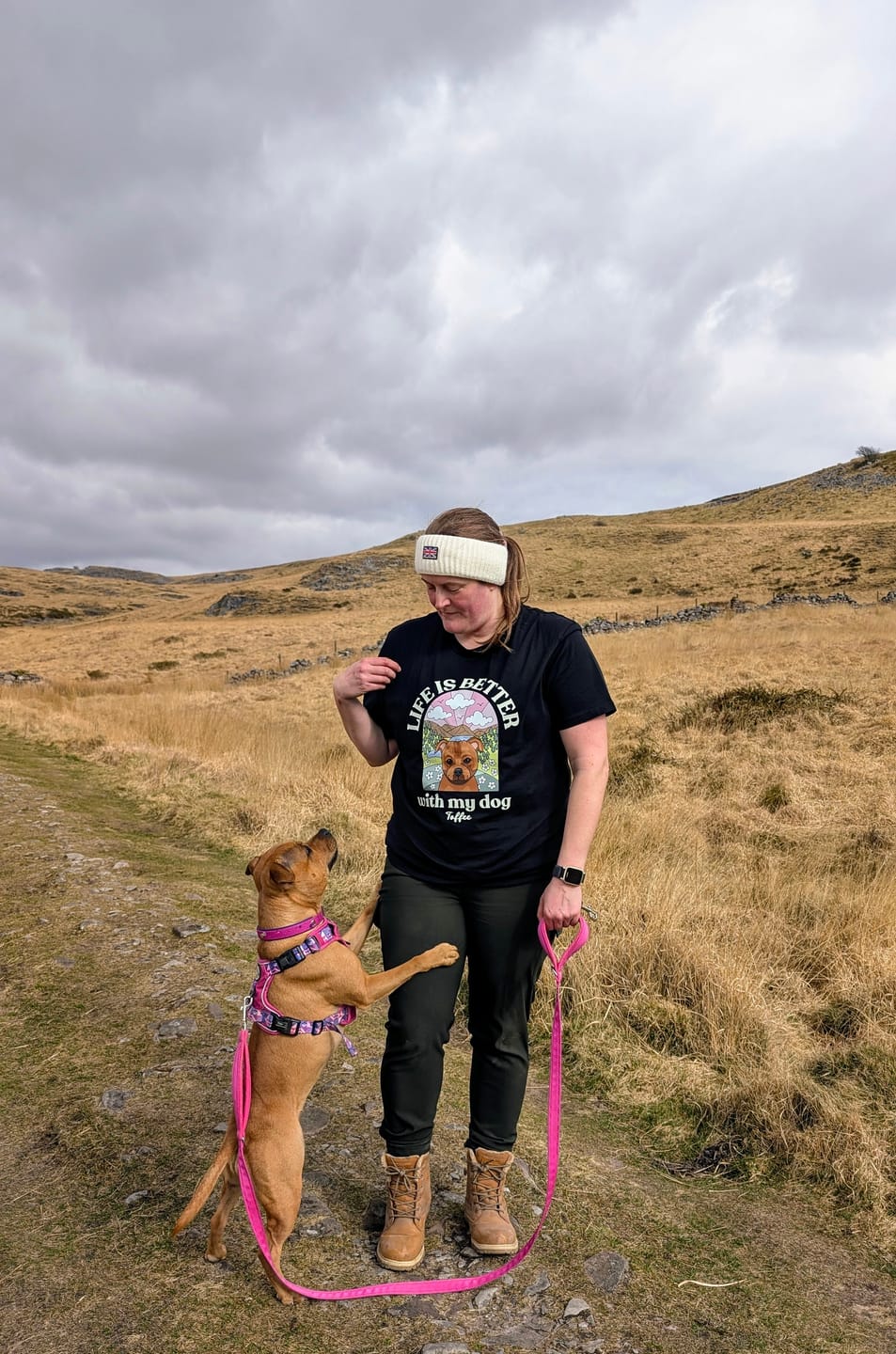 Customer photo review of Personalised Life Is Better With Your Dog T Shirt