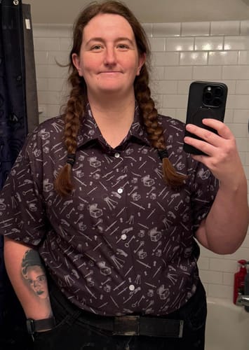 Customer photo review of Dnd Rogue Class Button Up Shirt