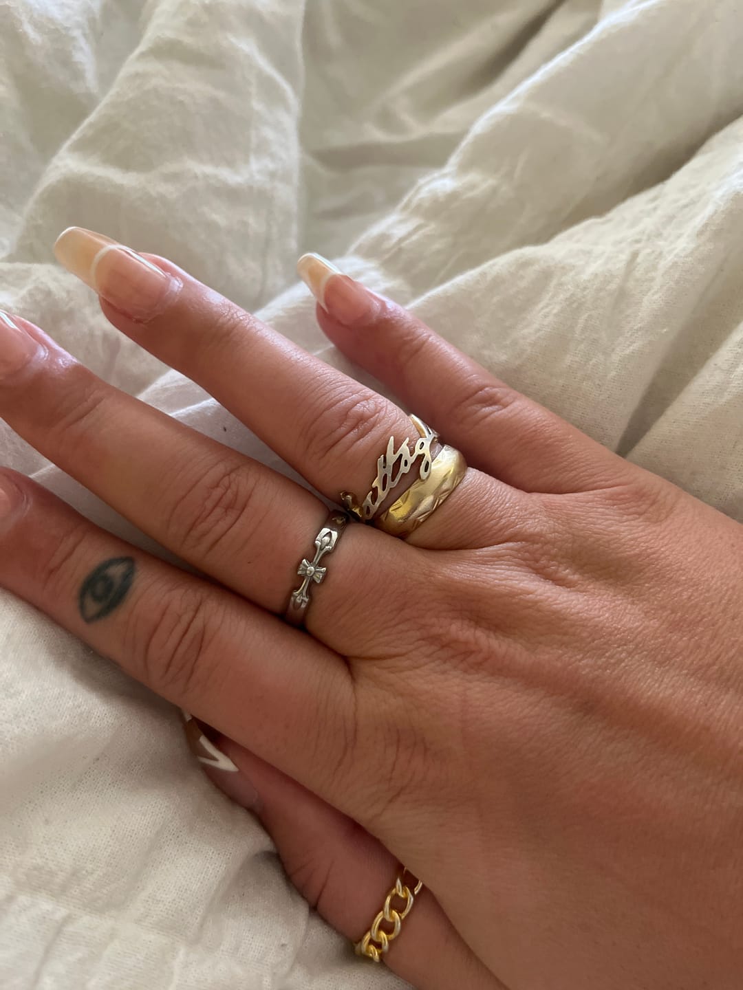 Customer photo review of Chrome Cross Ring Band