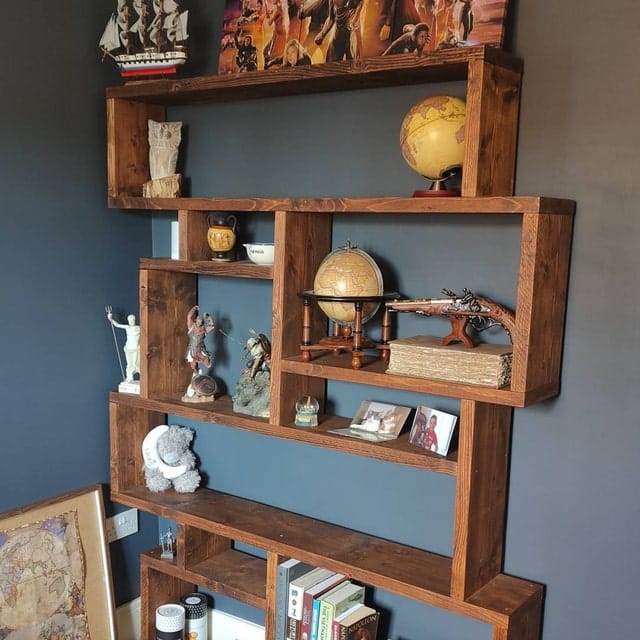 Customer photo review of Reclaimed Wood Bookcase - Rustic Shelving Unit | Scaffold Timber Furniture | Storage-  Boxes