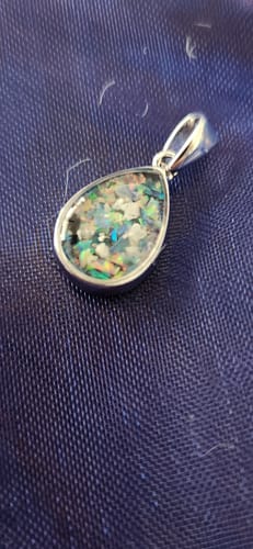Customer photo review of Petite Pear Drop Pendant with Cremation Ash