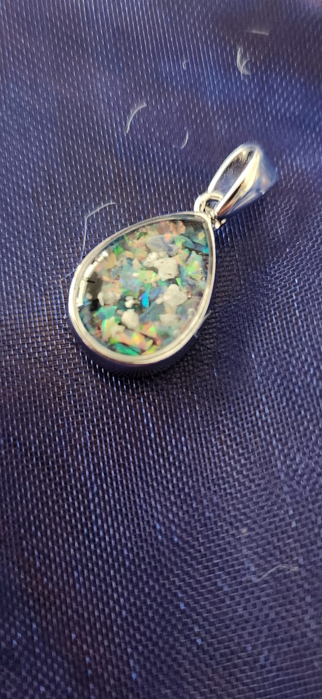 Customer photo review of Petite Pear Drop with Cremation Ashes