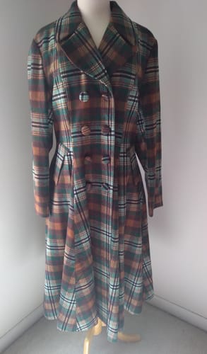 Customer photo review of Plaid Wool Coat, Vintage inspired Long wool coat 4510