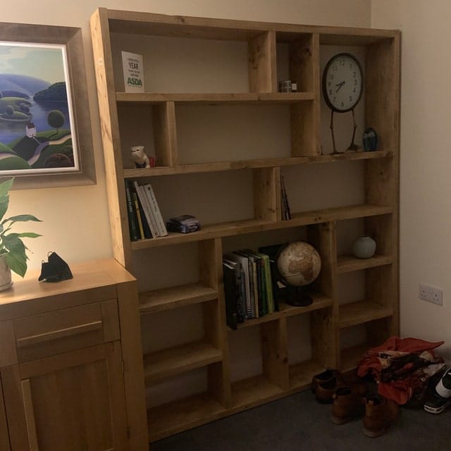 Customer photo review of Reclaimed Wood Bookcase | Rustic Scaffold Shelving Unit | Custom Handmade Timber Bookshelf | Industrial Style Storage Solution -og