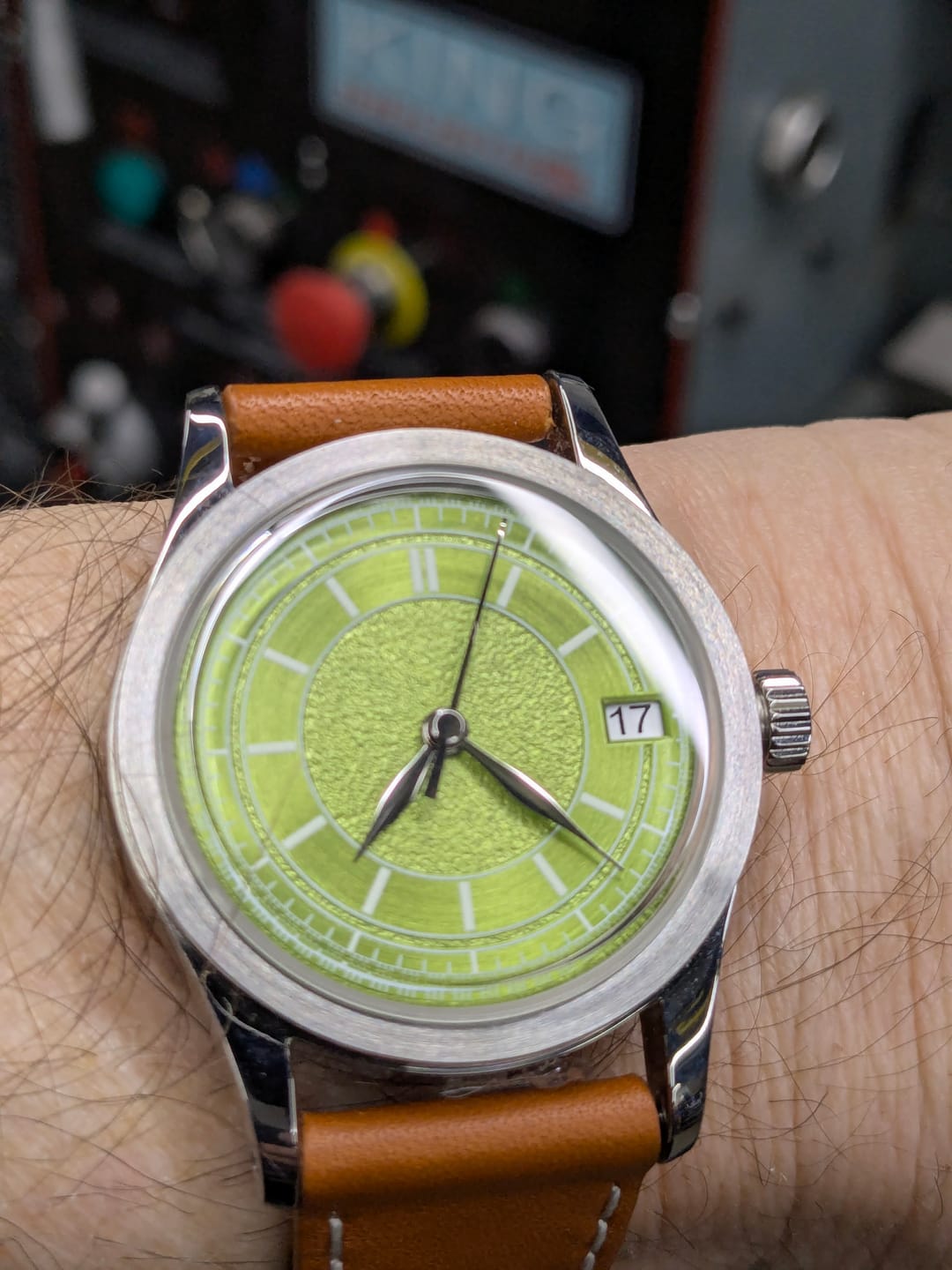 Customer photo review of HOU - 100M Waterproof Vintage Automatic Watch | Avocado Green