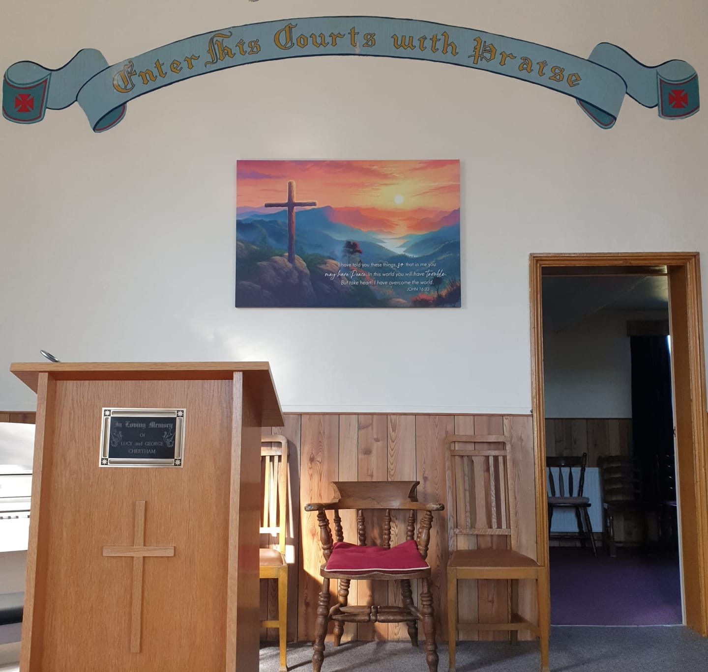 Customer photo review of Take Heart I Have Overcome The World John 16:33 NIV Wall Art Canvas