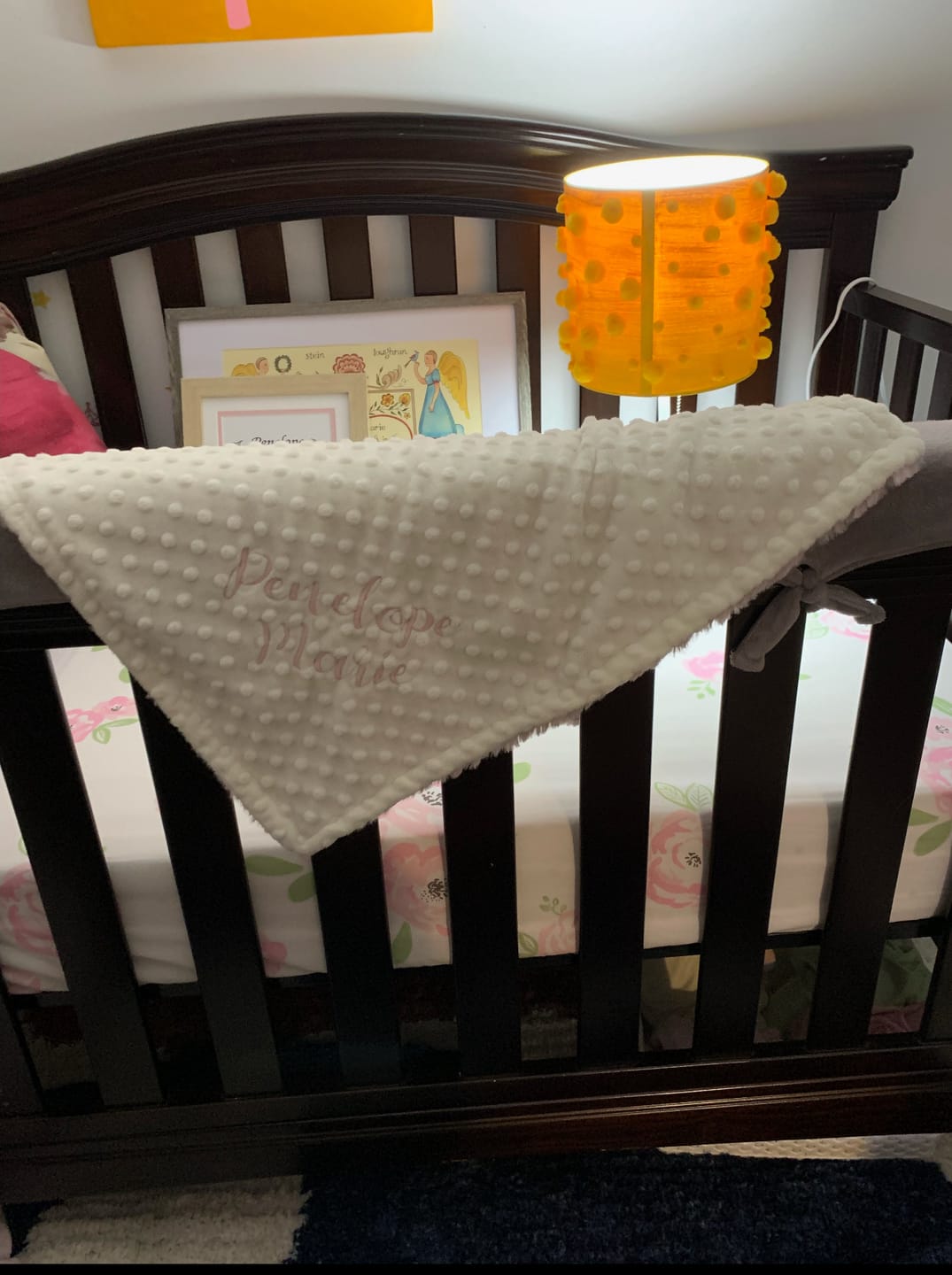 Customer photo review of Rosewater Pink Hide Minky Baby Blanket - Personalized