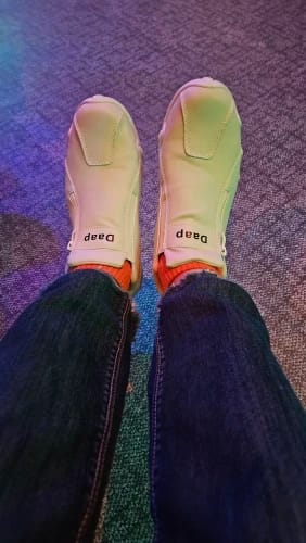 Customer photo review of PU High-Top Slip-On Shoes Round Toe — White | KIMLUD