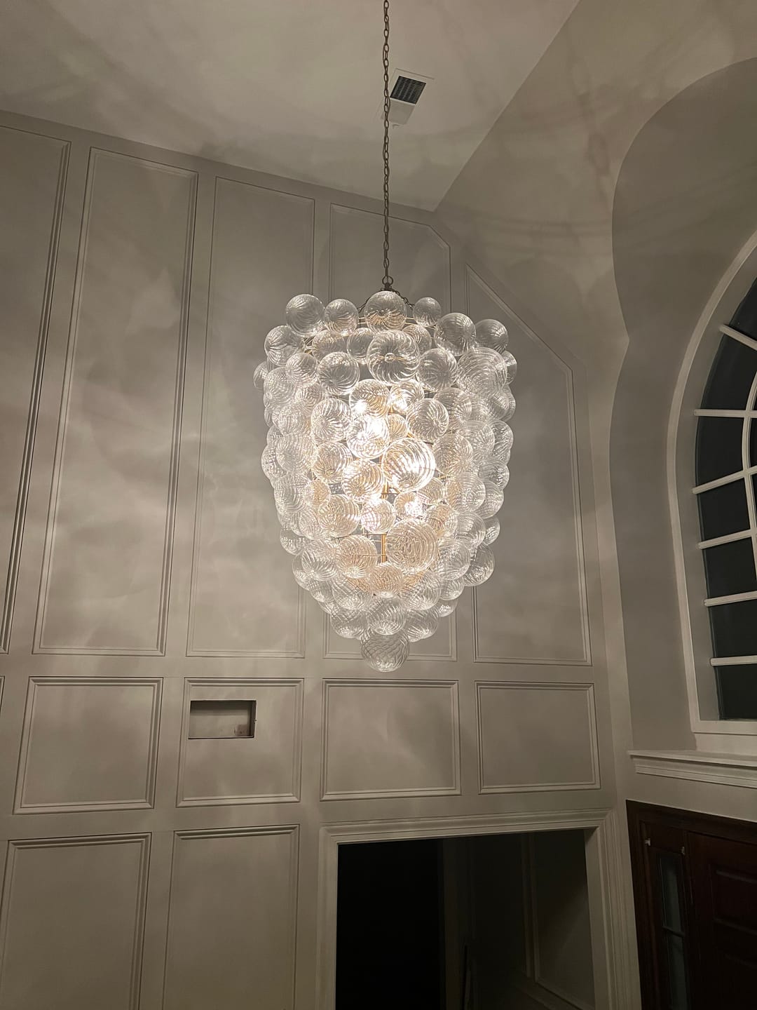 Customer photo review of Luxury Cascade Cluster Ribbed Glass Bubble Entry Chandelier