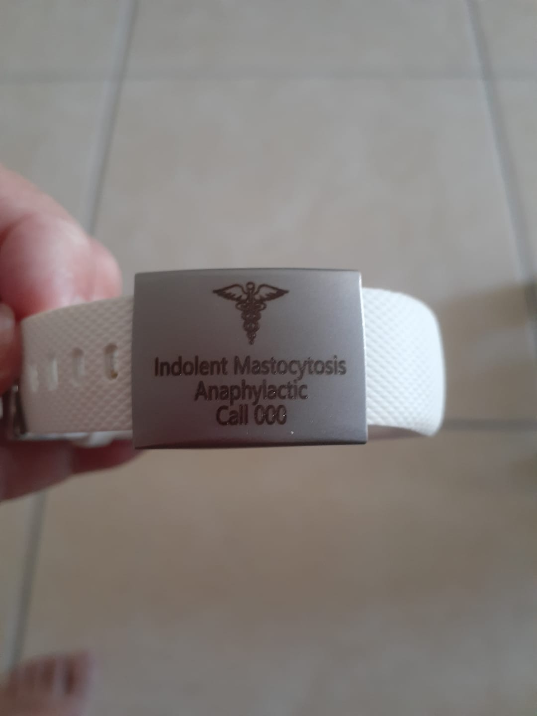 Customer photo review of Personalised ID Tag for Watch Band & Fitness Trackers