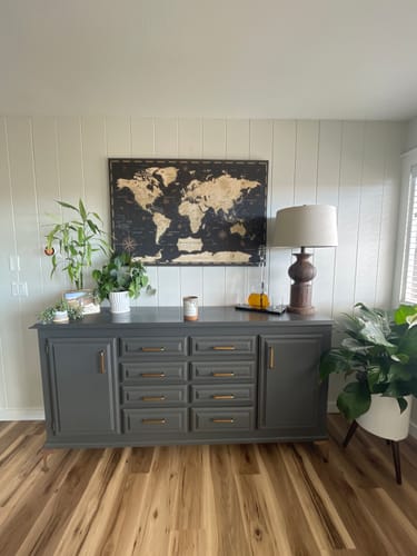 Customer photo review of Pinnable World Journey Map • Rustic Gold