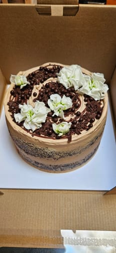 Customer photo review of double chocolate cake