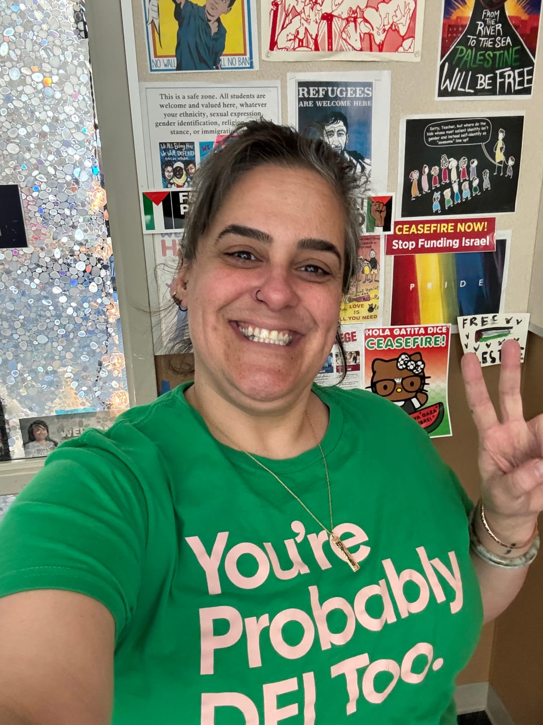 Customer photo review of You're Probably DEI Too Unisex Tee (Front and Back Design Print)
