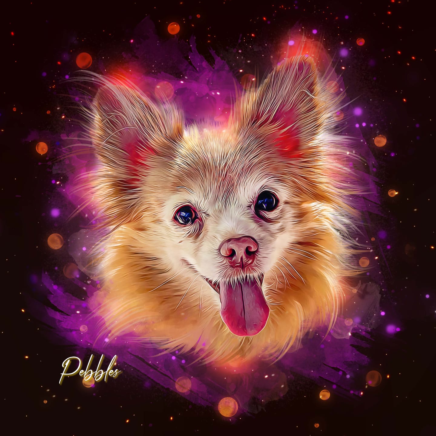 Customer photo review of Custom Neon Watercolor Pet Portrait – Aesthetic Neon Style (AN)