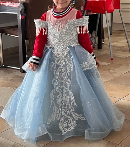 Customer photo review of Cute Baby Girl Puffy Blue Sequins Dress Toddler Birthday Party Princess Dress