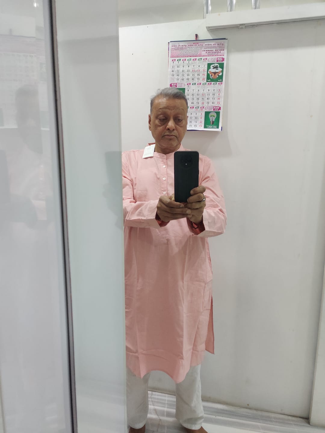 Customer photo review of Salmon Pink Airy Linen Long Kurta