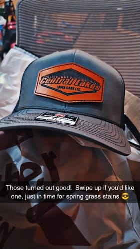 Customer photo review of Custom Leather Patch Hats Richardson 112 Laser Engraved
