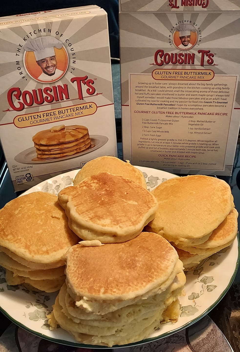Customer photo review of Cousin T's Gourmet Gluten Free Buttermilk Pancake Mix