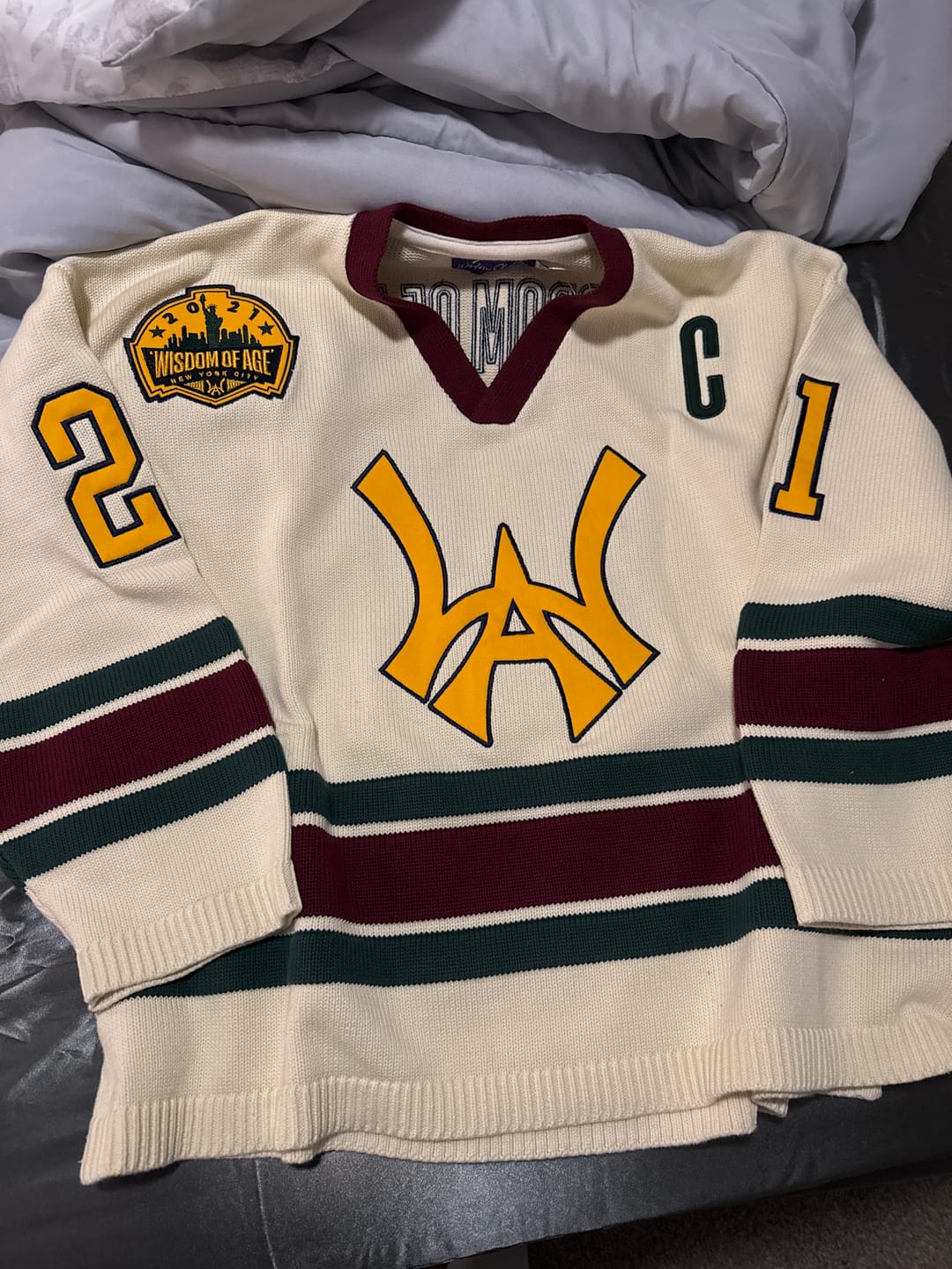 Customer photo review of Knit Hockey Jersey - Cream V2