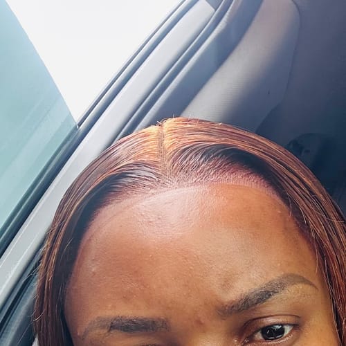 Customer photo review of Clearance faulty wigs: 12a Machine made Full Frontal highlighted 12”