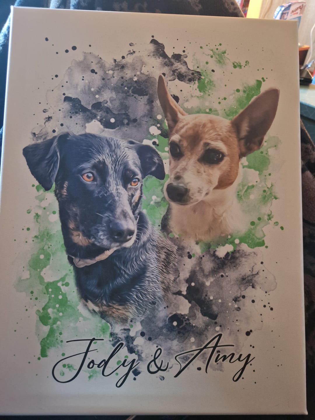 Customer photo review of Tierisches Wasserfarben Hunde Portrait