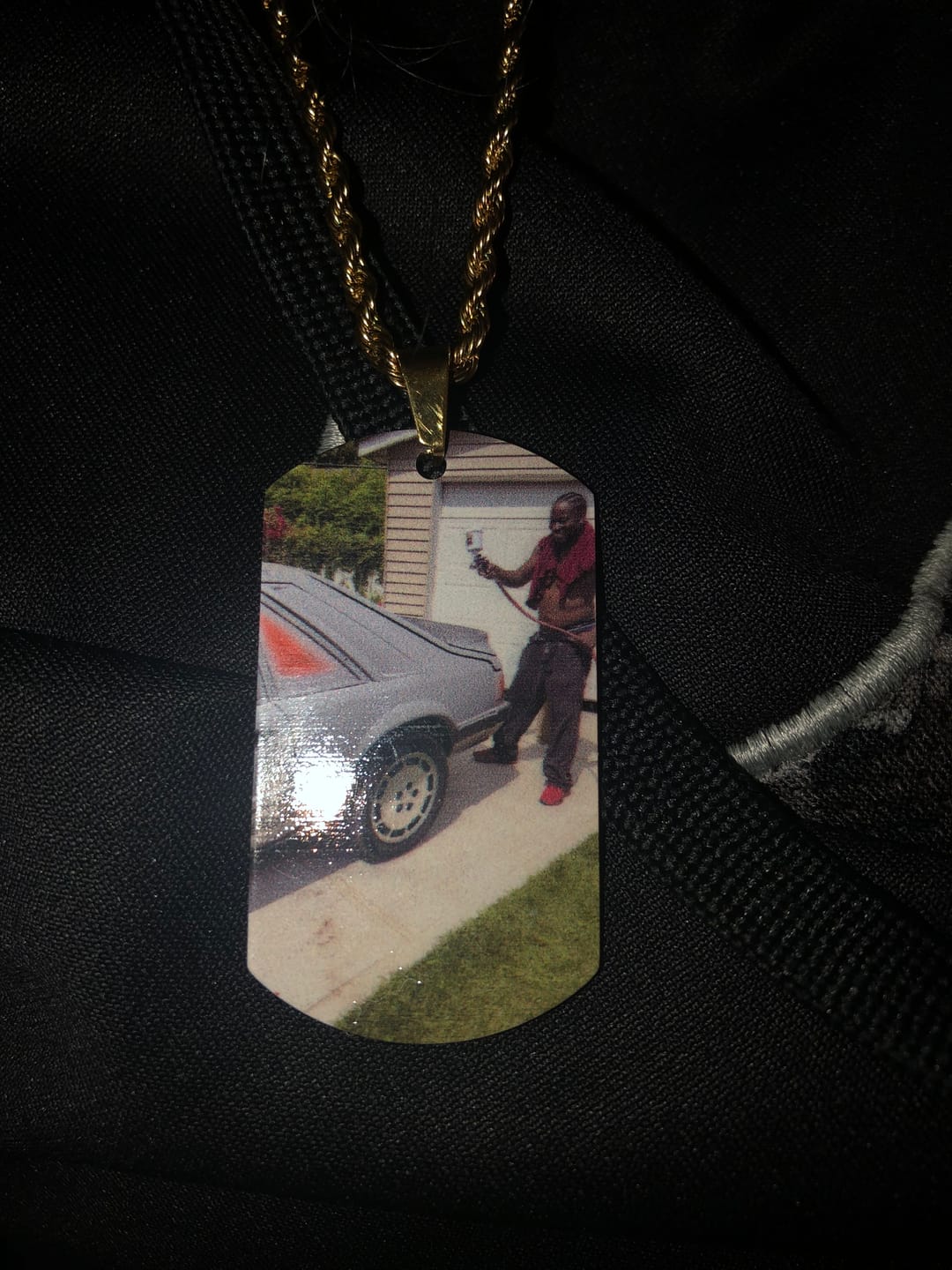 Customer photo review of Custom Military Style Colorful Photo Necklace